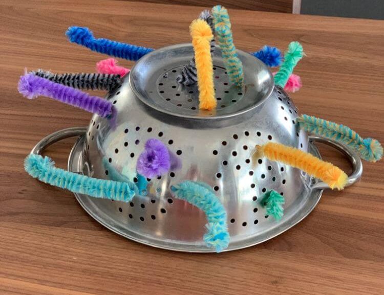 Pipe cleaners in colander