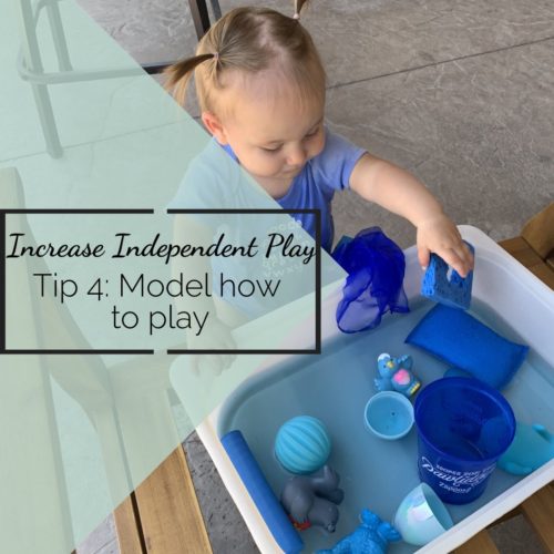 Increase independent play tip 4 model how to play baby playing in blue water with blue toys
