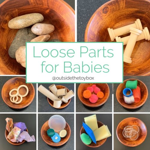 Collage of loose parts for babies