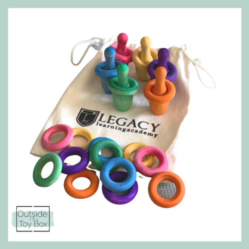 colored pin and ring stacker toy