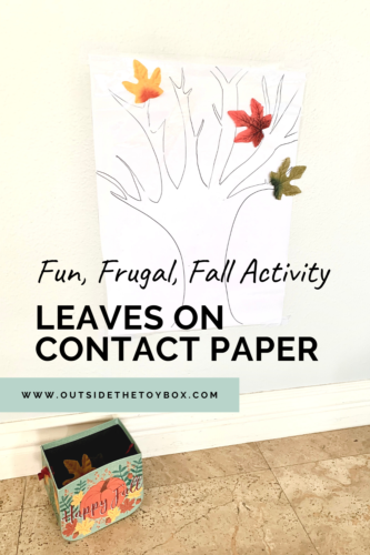 Fun, Frugal, Fall Activity leaves on contact paper