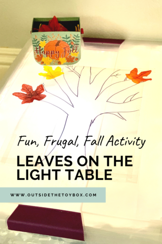 fun frugal fall activity leaves on light table