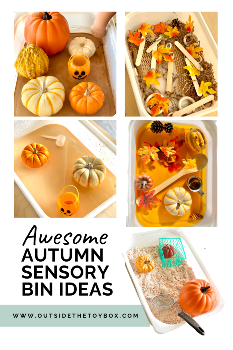 Autumn Sensory Bin Collage