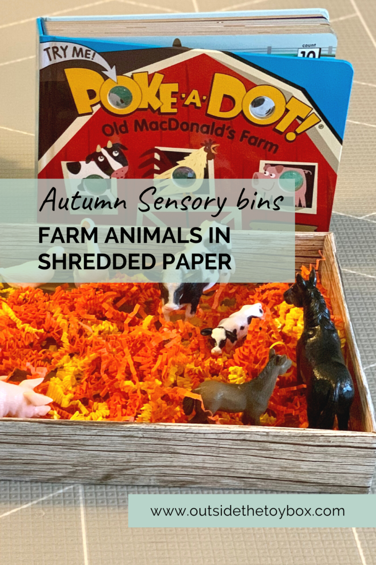 Old MacDonald Poke a Dot book with Farm animals in orange shredded paper