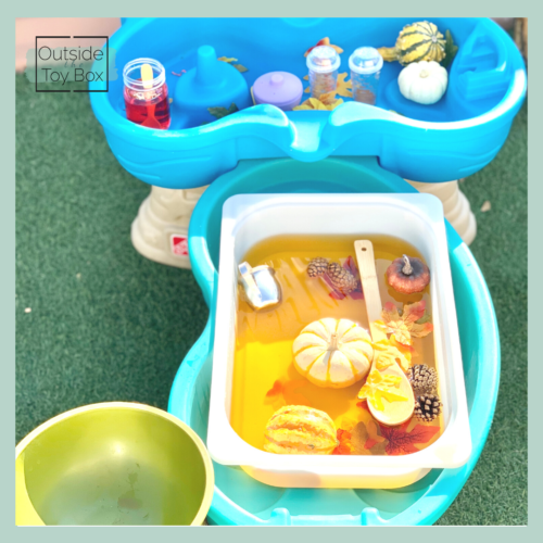 Fall themed water table set up