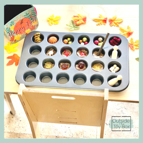 playdough loose parts in a muffin tin
