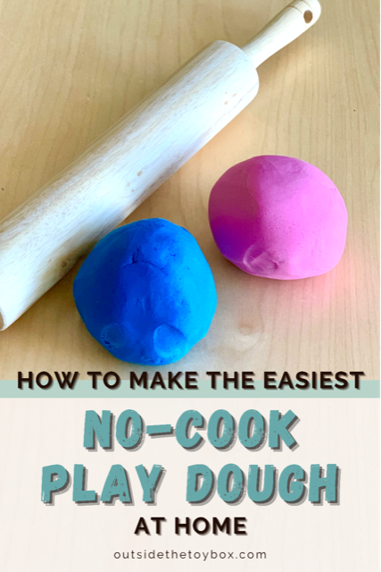 How to Make the Easiest No Cook Play Dough At home with two balls of play dough and rolling pin