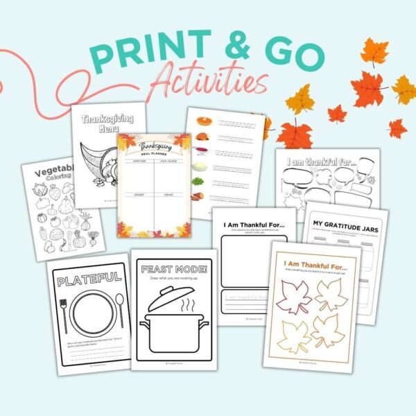 Thanksgiving print and go activities