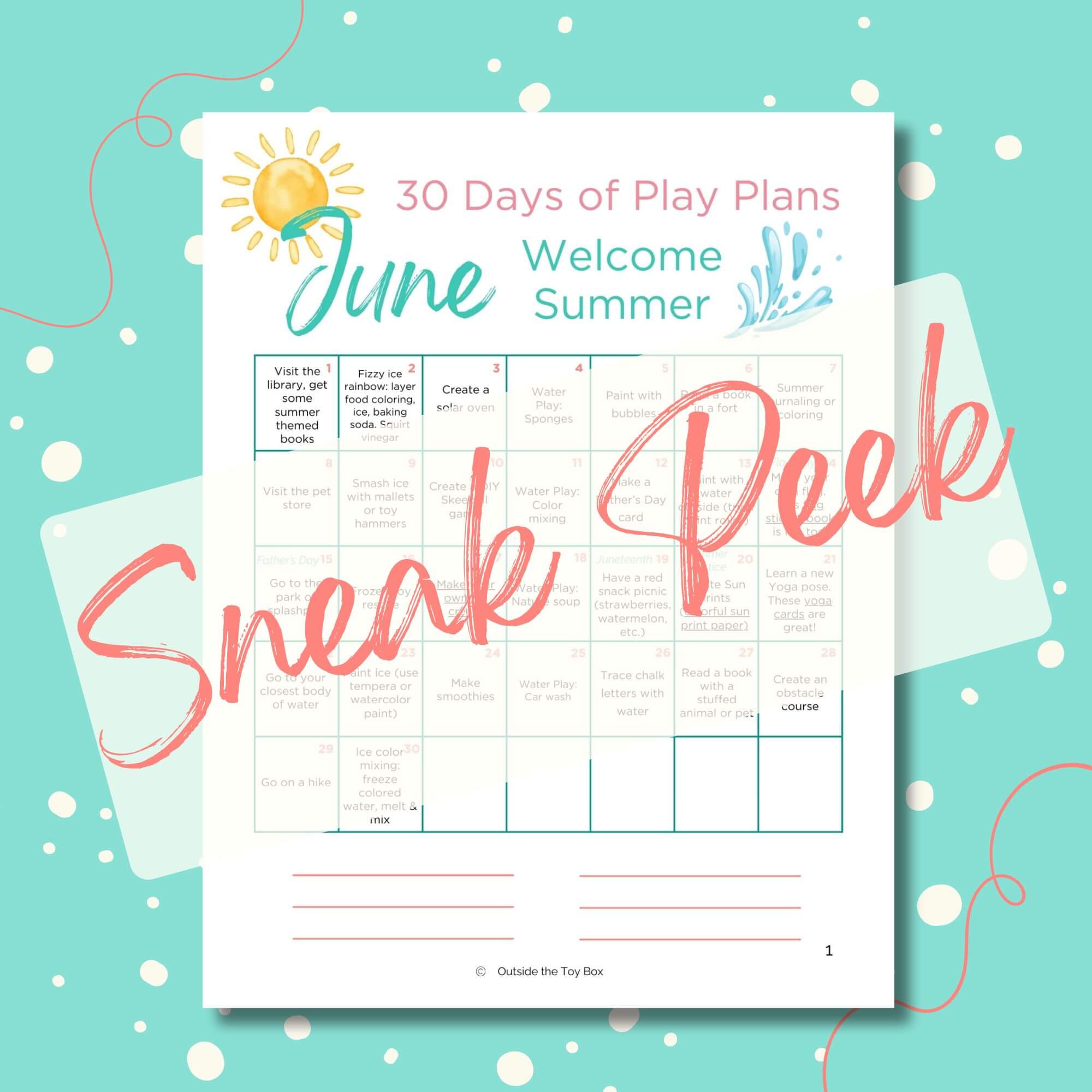 June Play Plans Activity Calendar
